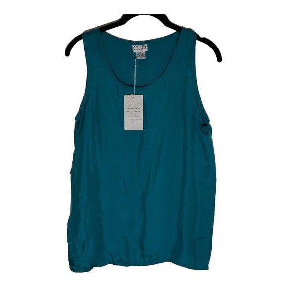 NWT Vintage‎ CLIO 100% Silk Turquoise Blouse Grunge 90s Luxe Size S - Picture 2 of 6